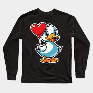 Duck Heart Balloon - Valentines Day Long Sleeve T-Shirt